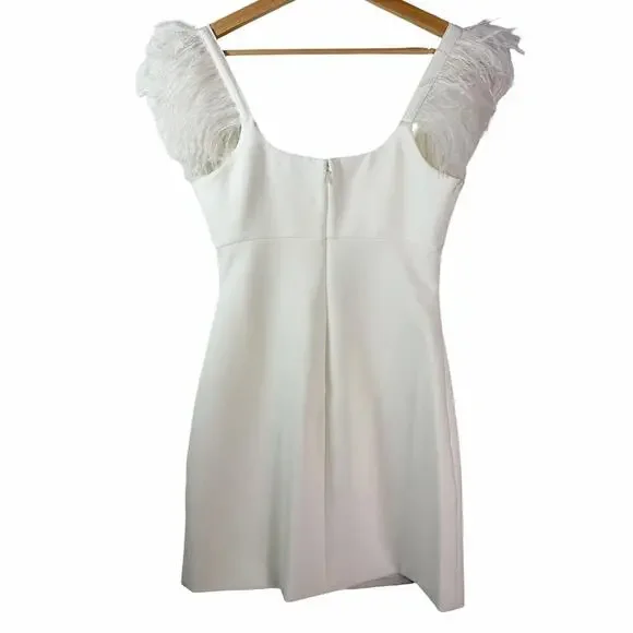 New Likely Cameron Feather Trim Crystal Embellished Minidress Size 4 - Picture 7 of 10